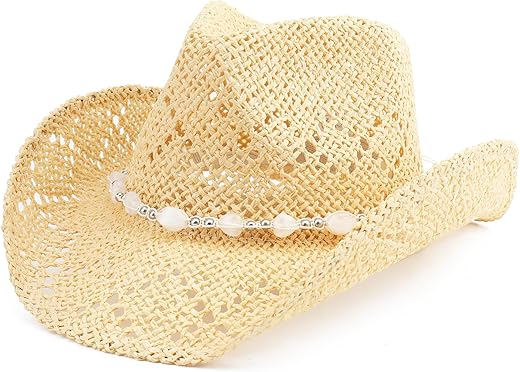 Men Women Cowgirl Straw Western Cowboy Hat
